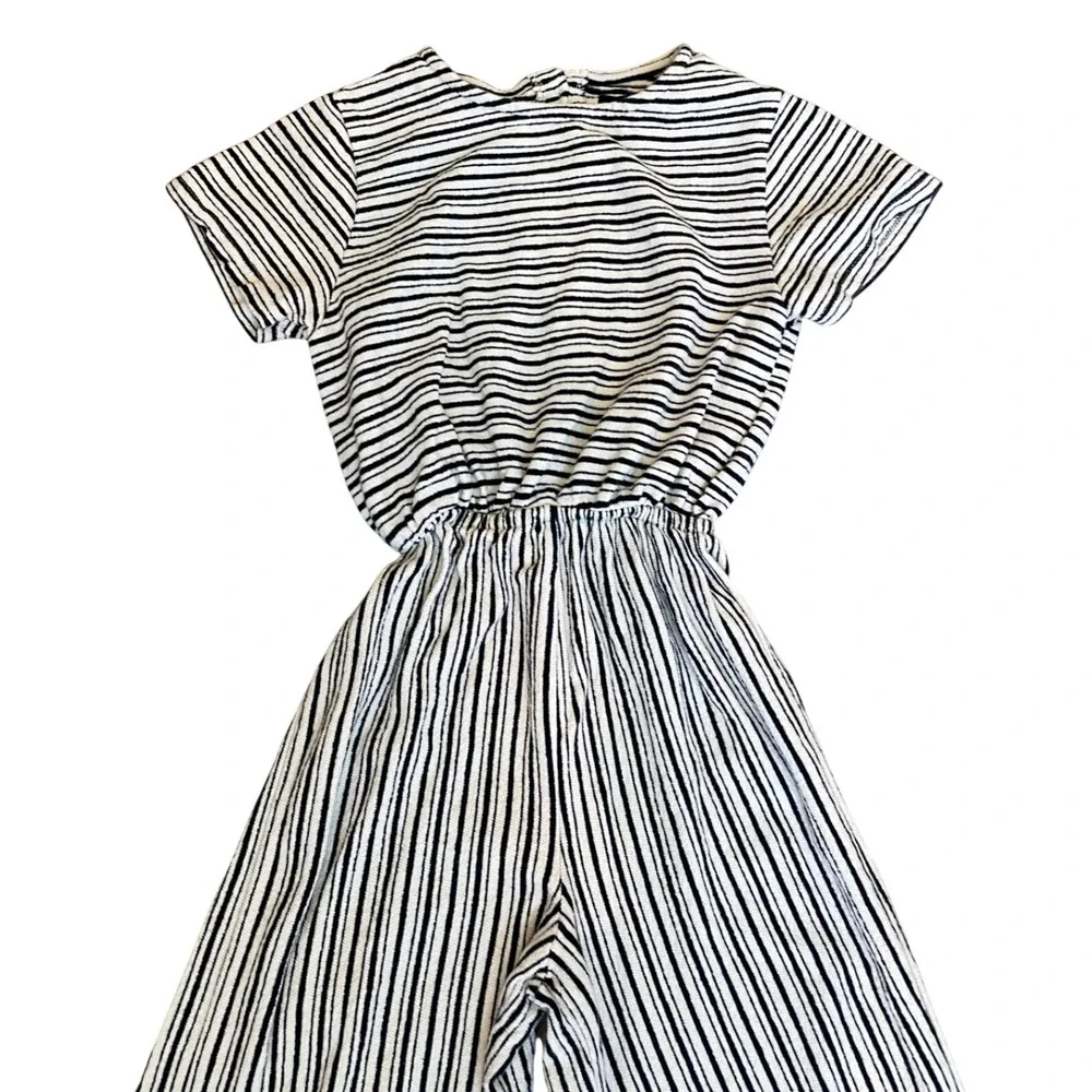 Zara Girls Wide Leg Striped Jumpsuit‎ Size 8 Fisherman Coastal Euro Vacation